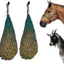Majestic Ally 2 pcs Ultra Slow Feed 1.5"x1.5" Holes 40 Hay Net for Horses and livestocks. (Hunter Green)
