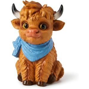 Highland Cow Figurine, Mini Desk Statue Farmhouse Home Decor