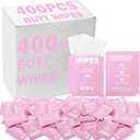 400 Pcs Butt Wet Wipes for Women Individually Wrapped Wipes for Women Man Travel Hand Face Body Cleaning Adults Bathroom Toilet Daily Use(Pink)