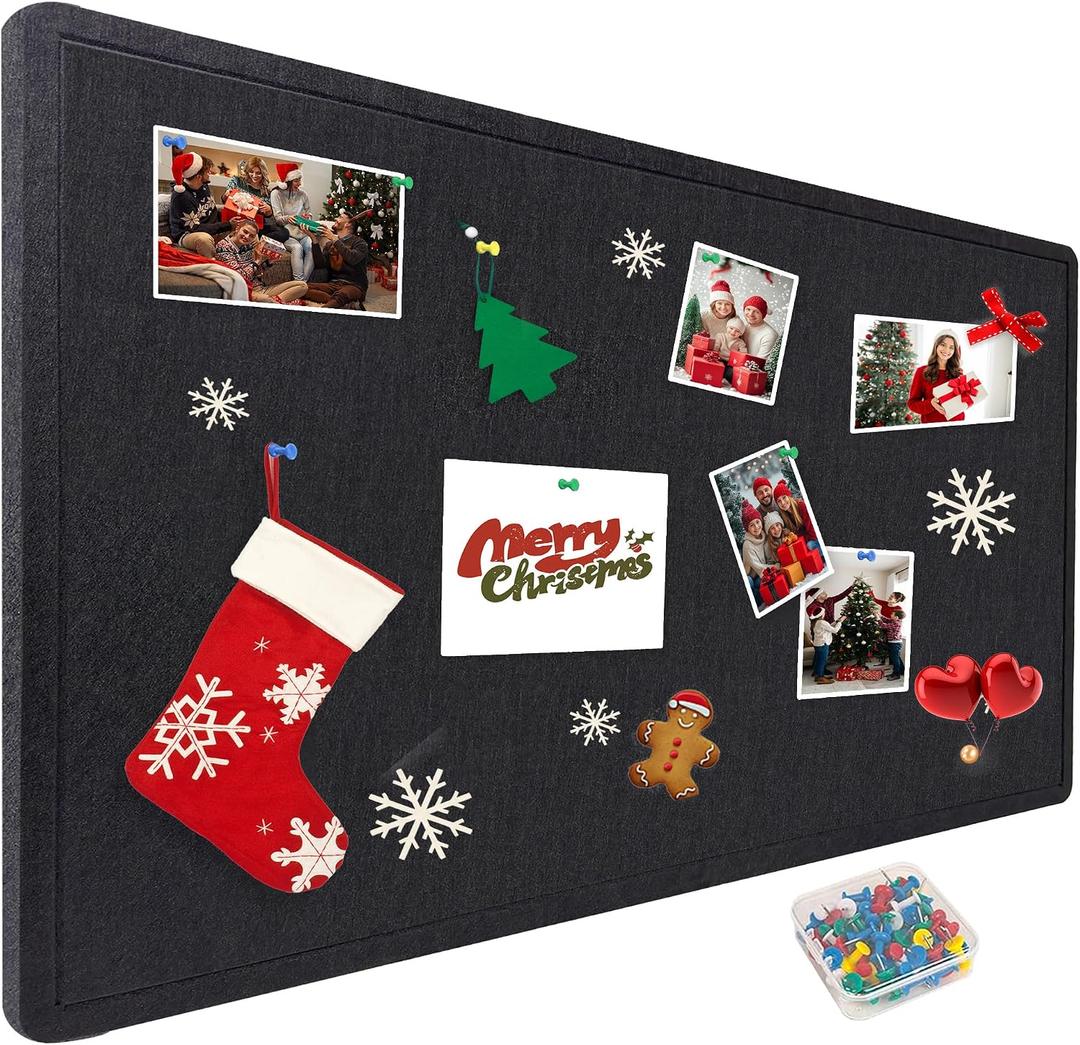 Large Bulletin Board - Foldable 36x48 Inches Cork Board Alternative with 20 Push Pins, 3' x 4' Self-Adhesive Felt Bulletin Board for Wall, Home Office Classroom Decor