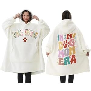 Dog Mom Gifts for Women, Mothers Day Gift for Dog Lover Dog Gifts for Dog Mom Wearable Blanket Hoodie Birthday Gift for New Puppy Dog Owner Best Dog Mom Gift Oversized Sherpa Fleece Blanket Sweatshirt