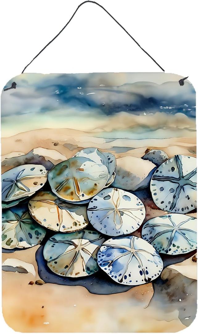 Caroline's Treasures Sand Dollars Wall or Door Hanging Prints Aluminum Metal Sign Kitchen Wall Bar Bathroom Plaque Home Decor Front Door Plaque, 12x16, Multicolor