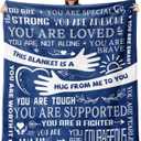 Healing Hug Blanket 60"x50", Inspirational Gifts for Men, Comfort Items Chemo Patients, After Surgery Recovery Gifts, Cancer Get Well Gifts for Men, Blue (You Are-blue)