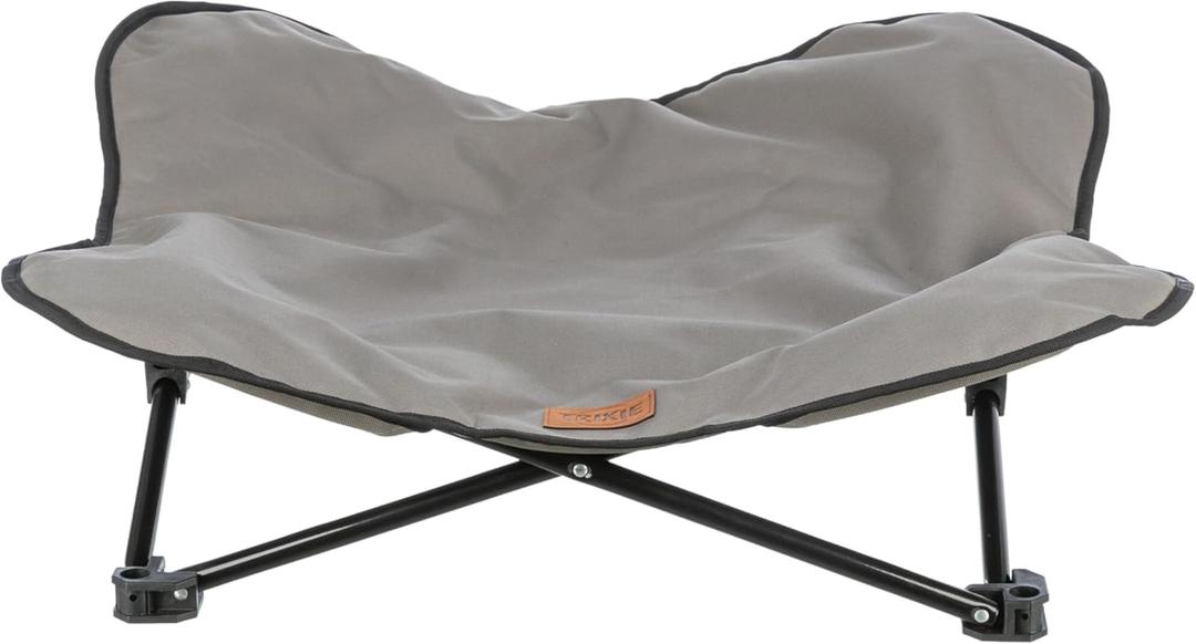 Trixie Camping Cot for Small Dogs up to 35 lb, Elevated Pet Travel Bed 27.2" x 27.2", Portable Steel Frame Lounger with Removable Topper, Foldable Design, Storage Bag Included