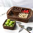 Hand-woven Storage basket, bread basket with 4 compartments