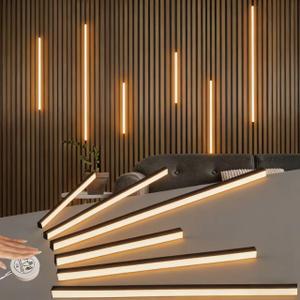 LED Recessed Lighting Kit,6 Pack Self-Adhesive LED Light Bar, Warm White 3000K, with Touching Switch, for Wood Slat Wall Panels,Indoor Wall,Home Decor. Black Channel,2Pcs*(16In+24In+40In)