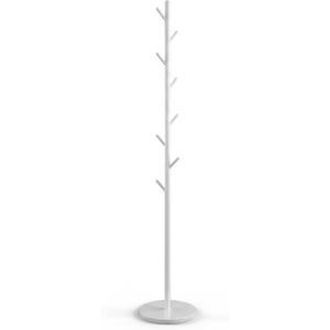 Coat Rack Freestanding Metal Clothing Rack Modern Clothes Organizer with 8 Coat Hooks Space-Saving Hall Tree for Entryway, Bedroom, Office Sturdy Minimalist Coat Hanger & Garment Rack (White)