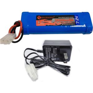7.2V 3800mAh 6-Cell NiMH Battery for RC Cars Hobby Battery with Tamiya Connector for Car Truck Truggy Buggy Tank Airplane Helicopter Boat Racing (1 Pack) + 1PCS 7.2V Charger