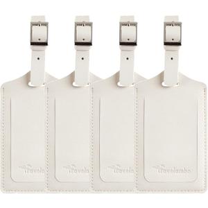 Travelambo Luggage Tags for Suitcases PU Leather Travel Tags Bag Tags Privacy Protection Travel Essentials (Ivory)