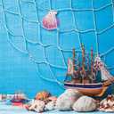 6pcs Fish Net Decorations, 200x100cm/80x40in Natural Cotton Decorative Fishing Netting Nautical Wall Art Decor for Hawaiian Luau Pirate Ocean Beach Party