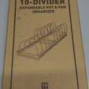 MUDEELA Pots and Pans Organizer Rack for under Cabinet, Expandable 11.81''-22.85'' Pot Lid Kitchen Cabinet Organizer Holder with 10 Adjustable Compartment Cutting Board Organizer for Pan Lid, Bakeware