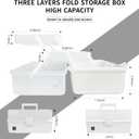 Creahaus 13 inch Art Craft Organizer Storage Box with 3 Layer, Multipurpose Plastic Tool Box with Handle for Sewing, Art Supply, Medicine, Nail, Hair Accessories (White)