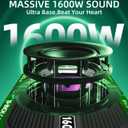 1600W Slim Underseat Car Subwoofer and Amp Package, Under Seat Subwoofer with Built-in Class D Amplifier, RGB Beat-Synced Light, Deep Subsonic Bass, Powered Subwoofer Car Audio for Truck/SUV