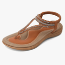 UBFEN Women's Bohemian Flat Sandals With Back Strap Summer Beach Comfortable Bling, 38