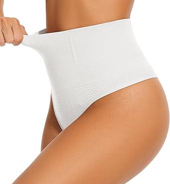 Tummy Control Thong Shapewear for Women High Waisted Body Shaper Panties Shaping Thong Girdle Underwear(02# High Waisted Beige(slimming), Large)