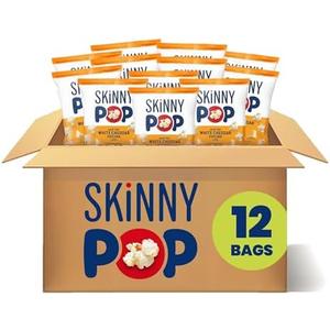SkinnyPop Popcorn, White Cheddar, Whole Grain, Dairy-Free Snack, 1oz Bags (12ct), BB Date 11/20/2025