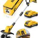 Alloyman 20V Cordless Tiller Cultivator, 360RPM Electric Garden Tiller, with 2 * 2.0Ah Batteries & Charger, 9In Tilling Width and 6.6In Depth Garden Rototiller for Lawn/Gardening/Soil Cultivation