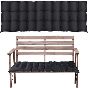 Thyle 63x19 Inch Bench Swing Replacement Cushions, 2-3 Seater Waterproof Patio Furniture Outdoor Cushions, 3 Inch Thicken Cushion, Rocking Chairs Long Bench Pad for Lawn Garden (Black,1 Pcs)