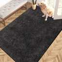 PURRUGS Easy Care Area Rug 4ft x 6ft, Non-Slip Machine Washable Entryway Rug, Dog Door Mat, Stain Resistant Accent Rug for Hallway, Living Room, Bedroom and Mudroom, Charcoal, 48" x 72"