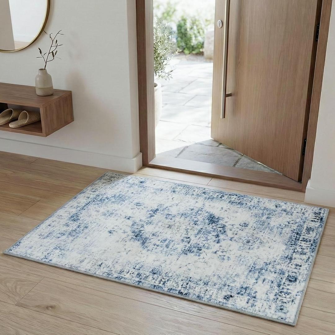 2x4 Area Rugs for Living Room, Washable Runner Rugs for Bedroom, Entryway Hallways Clearance Kitchen Indoor Boho Carpet, Beige Office Rug (Pale Taupe Grey, 2' x 4' (Rectangular))