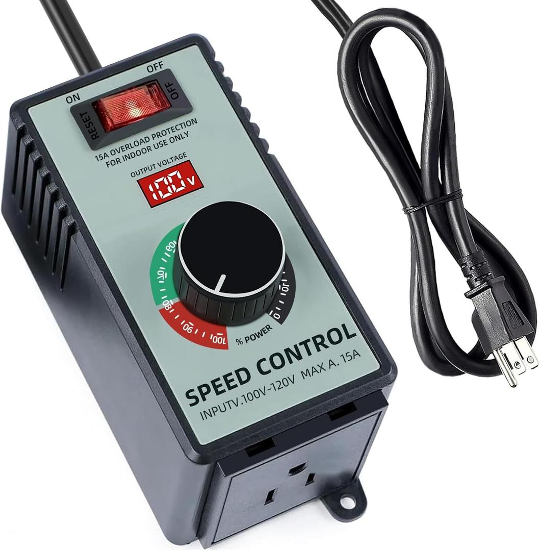 Adjustable 4000W AC Motor Speed Controller for Angle Grinder, Electric Drill, Polishing Machine & Fan - 110V, Variable Speed Control with Overload Protection, Voltage LED Display