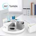 MeCids 360 Rotating Storage Organizer Desk Organizers Pen Holder 12 Lazy Susan Style Caddy with Removable Bins, for Home Office Supplies, Art Supplies, Make-up & Kitchen Use, with Card & Gift Box