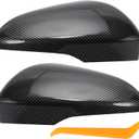 X AUTOHAUX 1 Set Car Rear View Driver Passenger Side Mirror Cover Cap Replacement Black Carbon Fiber for Ford Fusion 2013-2019 Fits W/Turn Signal Models Mirror Guard Covers Trims