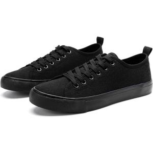 Canvas Shoes for Women Casual Low Top Sneakers Fashion Womens Tennis Shoes with Extra Laces (6, All Black)