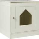Amazon Basics Cat Litter Box Enclosure, Furniture-Style Cabinet with Drawer and Shelves, Hidden Cat Litter Box, White