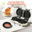 2-in-1 Double Waffle & Pancake Maker - CACHOO Mini 4" Nonstick Waffle Iron & Small Round Griddle with 4 Removable Plate Sets, Dishwasher Safe, Perfect for Small Spaces, Apartments & Dorms, Beige