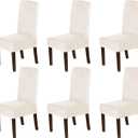 H.VERSAILTEX Dining Chair Covers Velvet Stretch Chair Covers for Dining Room Set of 6 Parson Chair Slipcovers Chair Protectors Covers, Soft Thick Solid Velvet Fabric Washable, Ivory