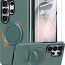JAME for Samsung Galaxy S26 Ultra Case, Ring Holder Stand Kickstand, Dual Layer Shockproof Protective Cover with Screen Protector, Magnetic Accessory Friendly Galaxy S26 Ultra Phone Case 6.9", Green