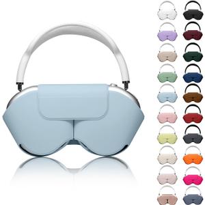 for Apple Airpods Max Case,Headphones Protective Case for AirPod Max Supports Sleep Mode, Anti-Scratch and Anti-Dust,Airpod Pro Max by PU Leather,Light Blue 2