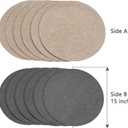 Eforcurtain Thick Linen Style Cloth Placemats Set of 6 Fabric Placemats Heat Resistant Machine Washable Table Mats Double Layer Water Absorbent Place Mats, Beige and Charcoal Round 15 Inch Place Mats