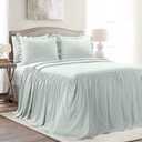 Lush Decor Ruffle Skirt Bedspread Set - 3-Piece Luxurious Farmhouse Bedding - Elegant Ruffle Detail - Timeless Style - Soft Lightweight Sheets - Queen, Sea Salt