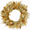 Fall Wreath Autumn Wreaths for Front Door with Wheat Ears, Eucalyptus Leaves for Indoor Outdoor Wall Porch Farmhouse Garden Home Decoration