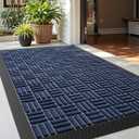 DEXI Front Door Mat Outside Entrance, 2x3 ft Rubber Entry Doormat Heavy Duty, Welcome Mats Non Slip for Inside House Floor Entryway Back Doors Exterior Patio, Maze Blue