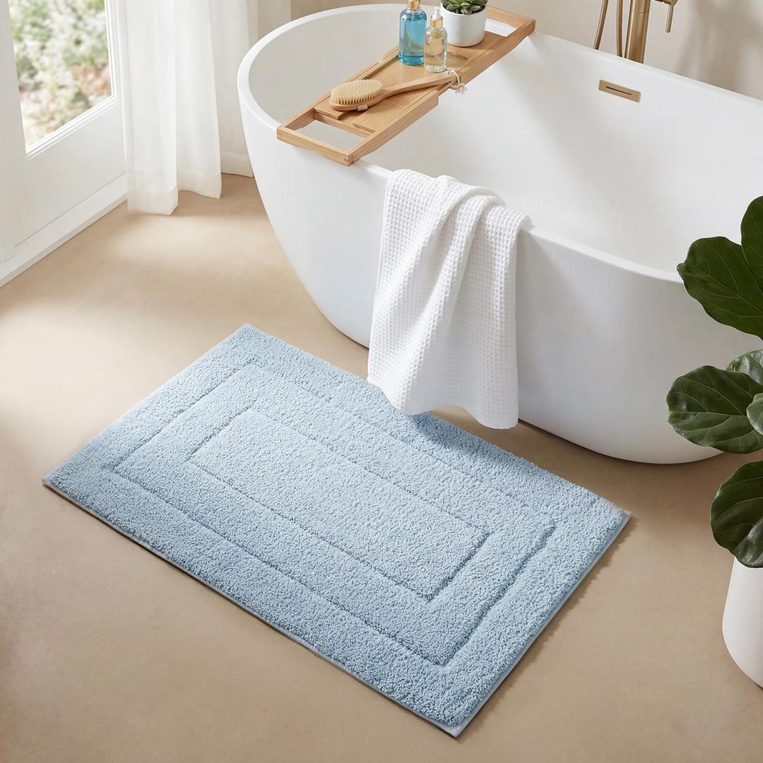 GRANNY SAYS Baby Blue Bathroom Rug 20" x 32", Non-Slip Microfiber Bath Mat