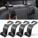 LivTee Car Purse Hook, 3 Pack Universal Auto Seat Headrest Hook Hangers Organizer for Coats, Umbrellas, Groceries - Carbon Fiber Black