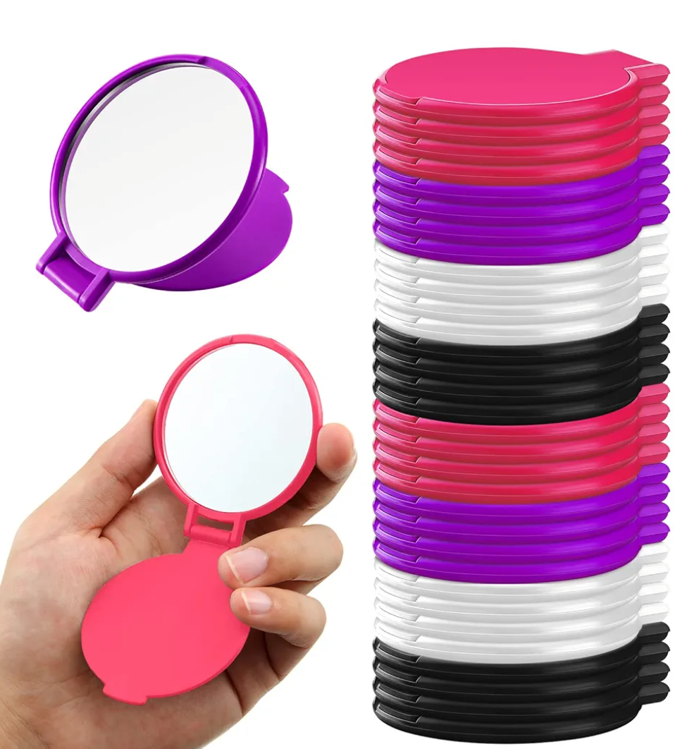 Yalikop 36 Pcs Compact Mirror Bulk Portable Round Makeup Mirror Mini Foldable for Purse Women Travel Daily Use Mother‘s Day Gifts (Pink,Purple,Black,White)