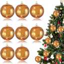 Maxcheck 7 Pcs Christmas Glass Ball Ornaments 3.15 Inch Vintage Christmas Tree Crackle Balls Retro Xmas Hanging Ornament with Hanging Loop for Xmas Tree Home Winter Party Decorations(Gold)
