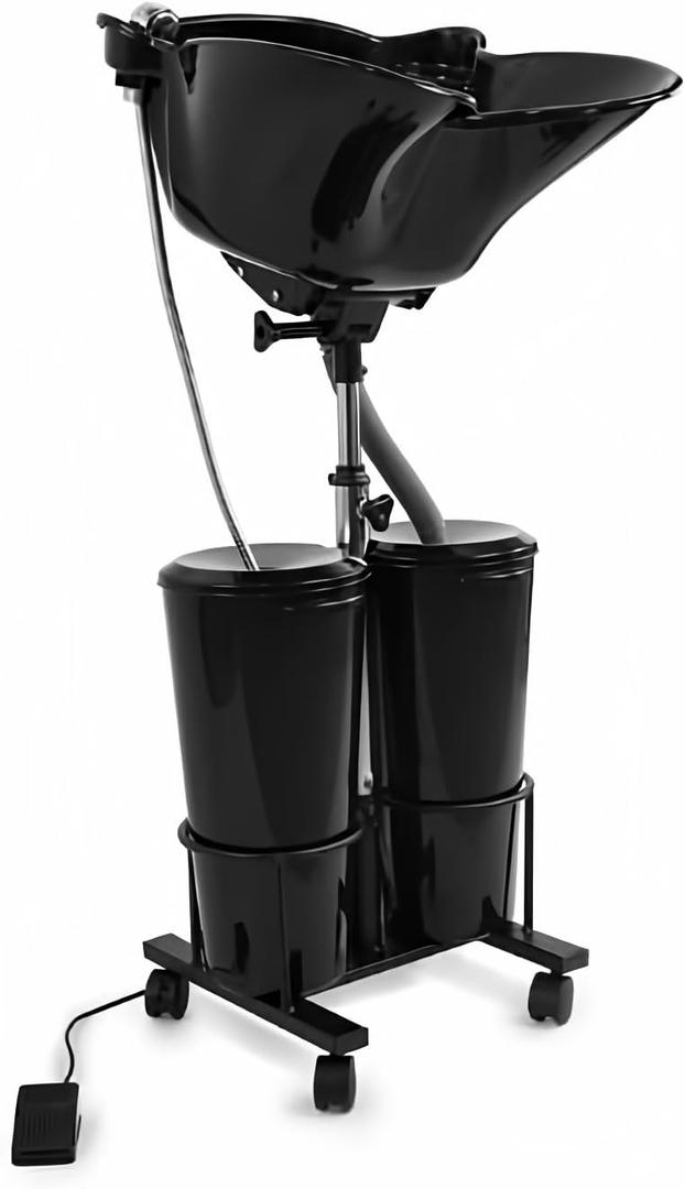 Power-Driven Portable Mobile Shampoo Bowl,Height-Adjustable Tear Free Hair Washing Sink,with Drain Pipe and Bucket,for Beauty Salon,Barber Shop,Home