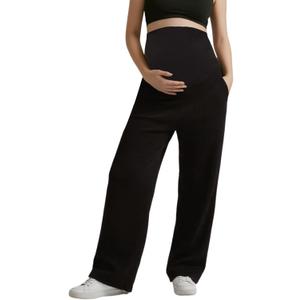 Peauty Buttery Soft Maternity Palazzo Pants Over The Belly, Wide Leg High Waisted Pregnancy Yoga-Pants(S-3XL) (Black)