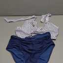 Blooming Jelly Womens Tummy Control Bathing Suits Modest High Waisted Bikini Sets Cute Halter 2 Piece Swim Suit 2025 (Large, Striped Blue)