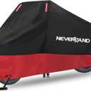 NEVERLAND Motorcycle Cover Waterproof Outdoor, 300D Motorcycle Cover Heavy Duty Outdoor All Season Protection, Universal Motorbike Cover with Night Reflective, Lock-Holes, Storage Bag (Up to 86")