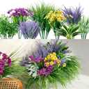 28Pcs Outdoor Artificial Boxwood UV Resistant Fake Stems Plants, Artificial Shrubs, Faux Plastic Greenery for Indoor Outside Hanging Plants Garden Porch Window Box Home Wedding Farmhouse Dcor