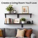 BAYKA Wall Mounted Floating Bathroom Shelves, Wood Wall Shelf for Bathroom Essentials & Decor, Space-Saving Display & Organizer (Black, Set of 4), 16-inch Mixed