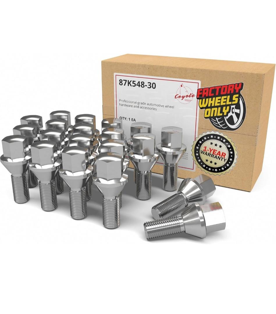 Wheel Accessories Parts 20 pcs M14 x 1.5 Thread Conical Seat Lug Bolt Chrome Finish 30mm Shank Length 19mm Hex fits Land Rover Range Rover ｜ Land Rover Range Rover Sport