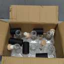 6Pack 8 oz Glass Bottles with Lid 250 ml Clear Empty Bottles with Cork Square Glass Bottle with Cap for Brandy Whiskey Beer Water Soda