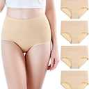wirarpa Women's Modal Underwear Soft High Waist Briefs Ladies Panties 4 Pack (Regular & Plus Size), M